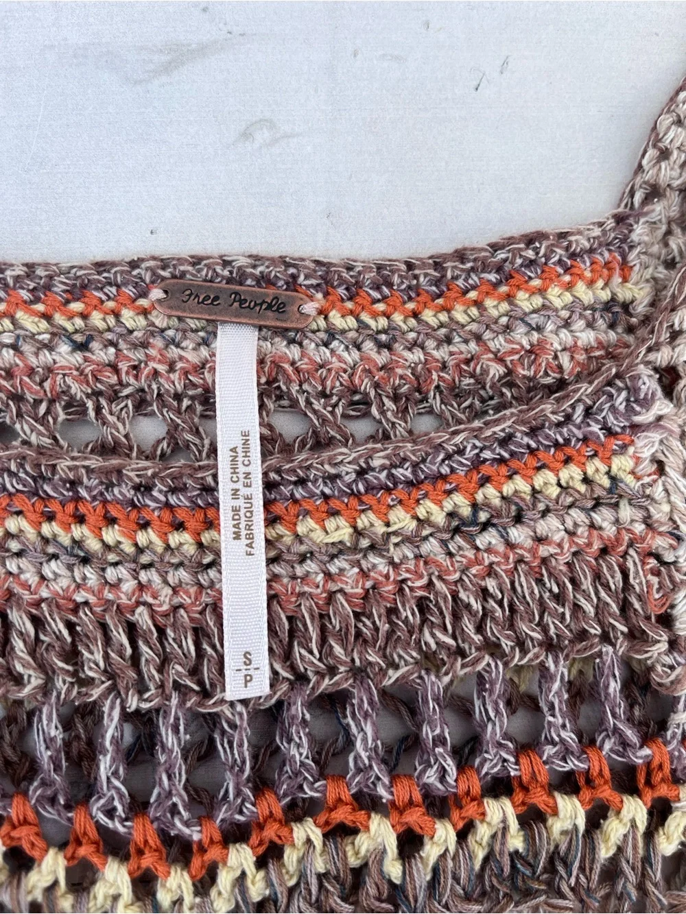 Free People Multi-Color Open Knit Striped Long Sleeve